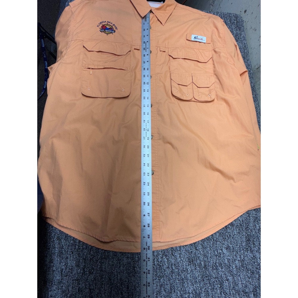 World Wide Sportsman Mens XL Fishing Shirt Florida Sea Base Orange Long Sleeve - Picture 7 of 9